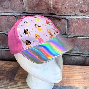 Girl's Youth Disney 100 Pink‎ Princess Adjustable Ball Cap Hat Holographic NWOT